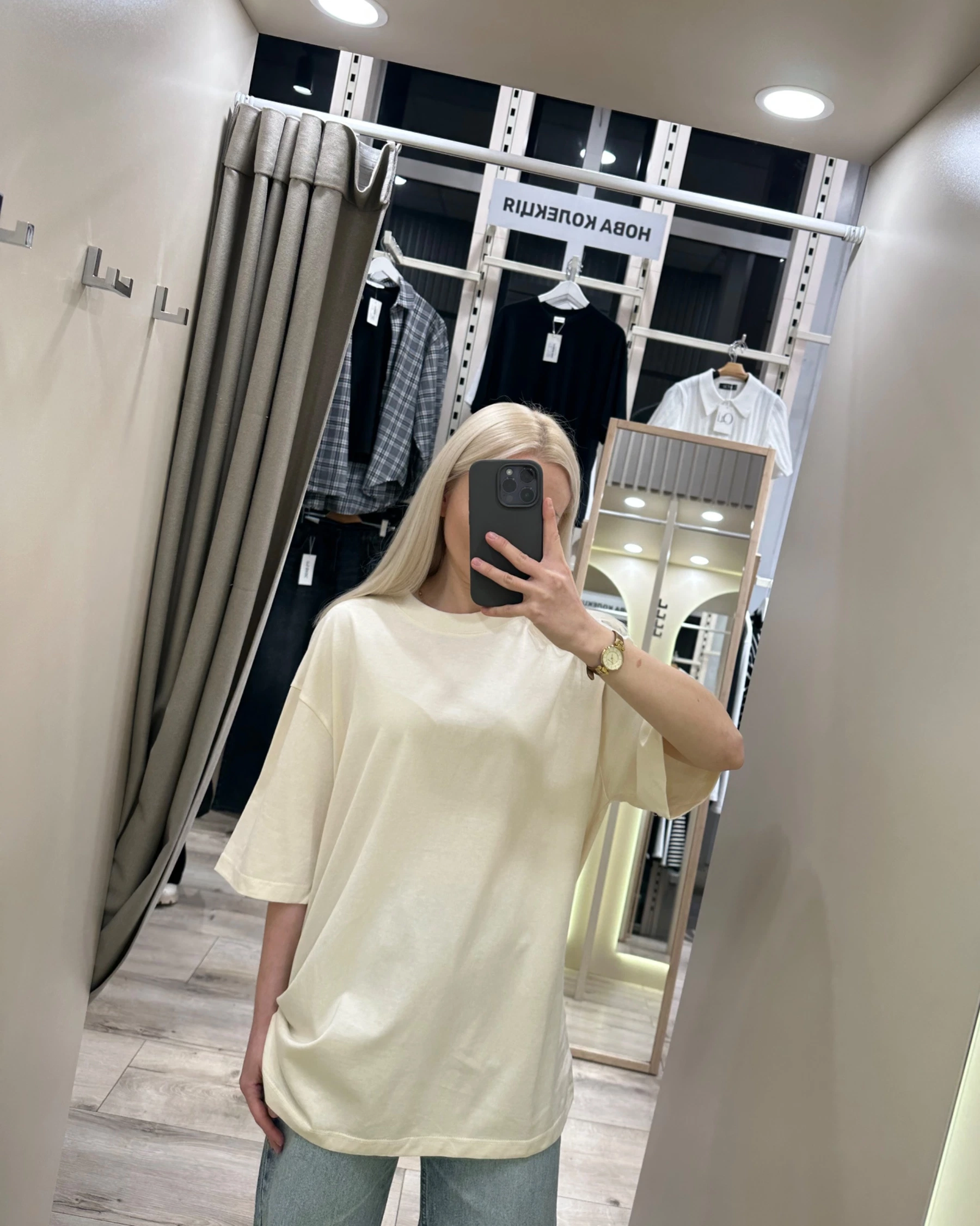 Ванільна оверсайз футболка з тонкої бавовни - зображення 2