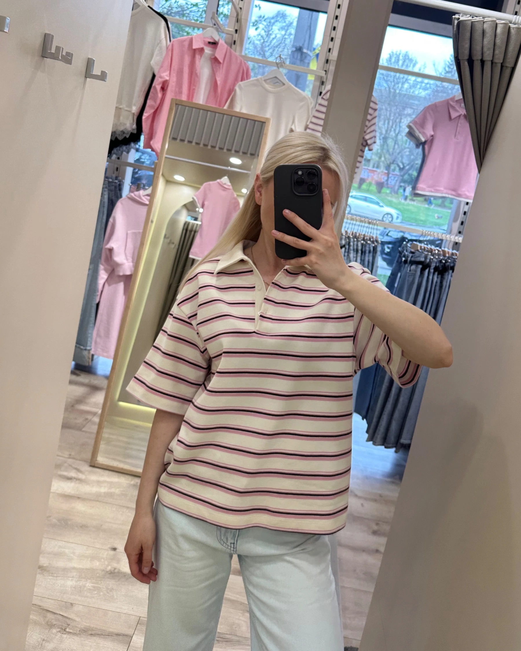 Поло ванільне в рожеву смужку - зображення 4