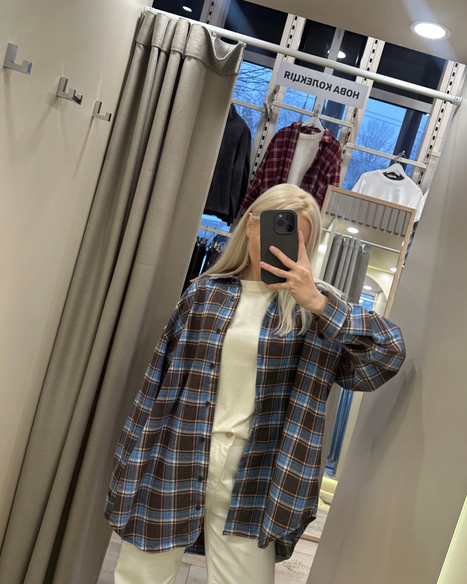 Сорочка в шоколадно-блакитну клітинку