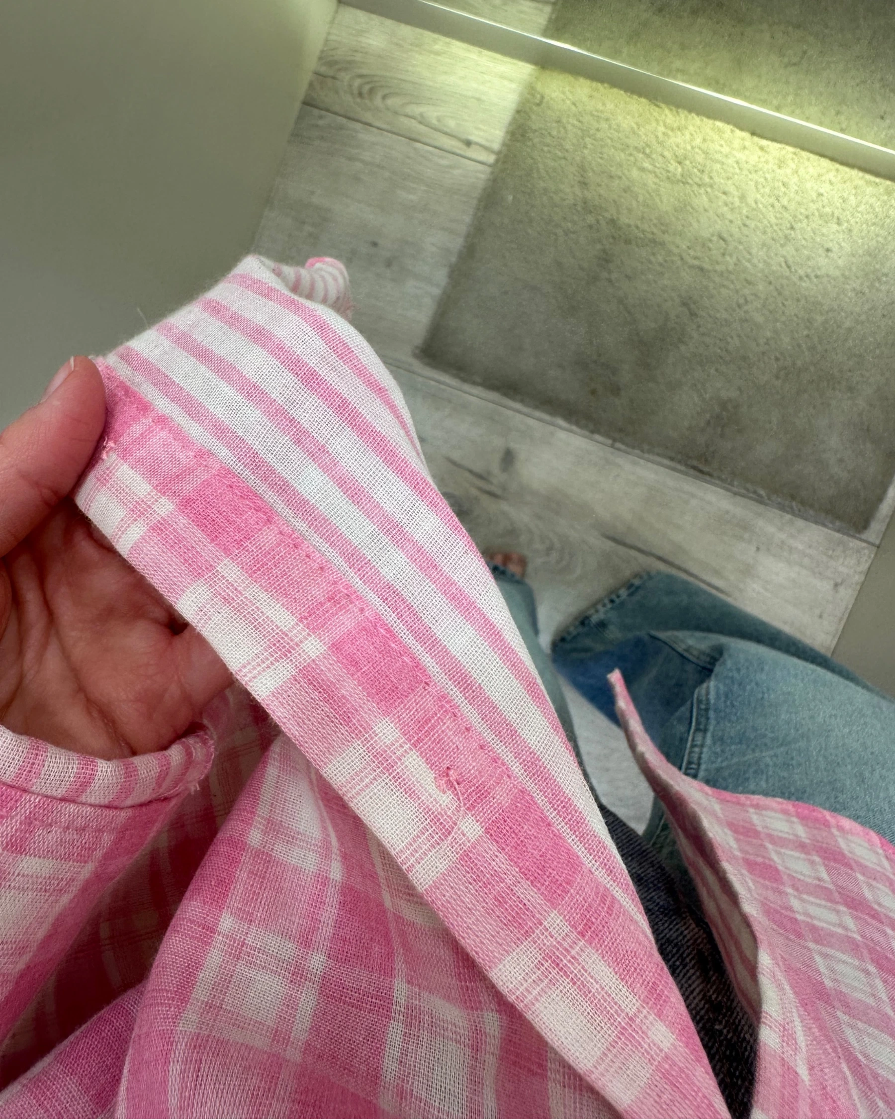 Сорочка в рожеву клітинку з бавовни - зображення 2