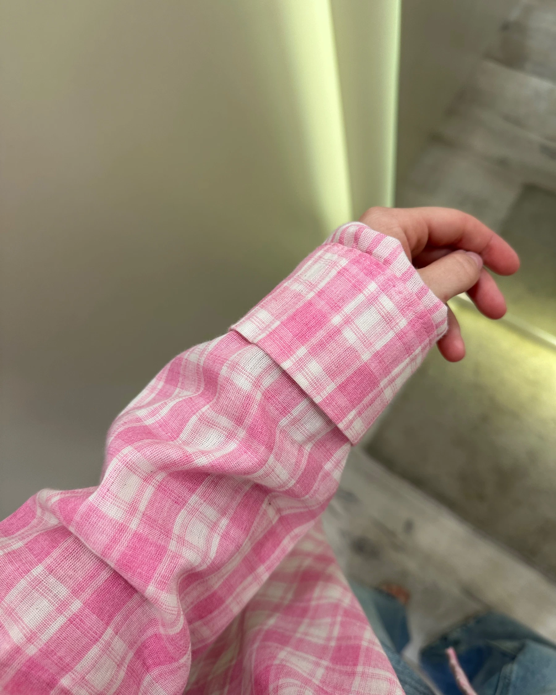 Сорочка в рожеву клітинку з бавовни - зображення 3