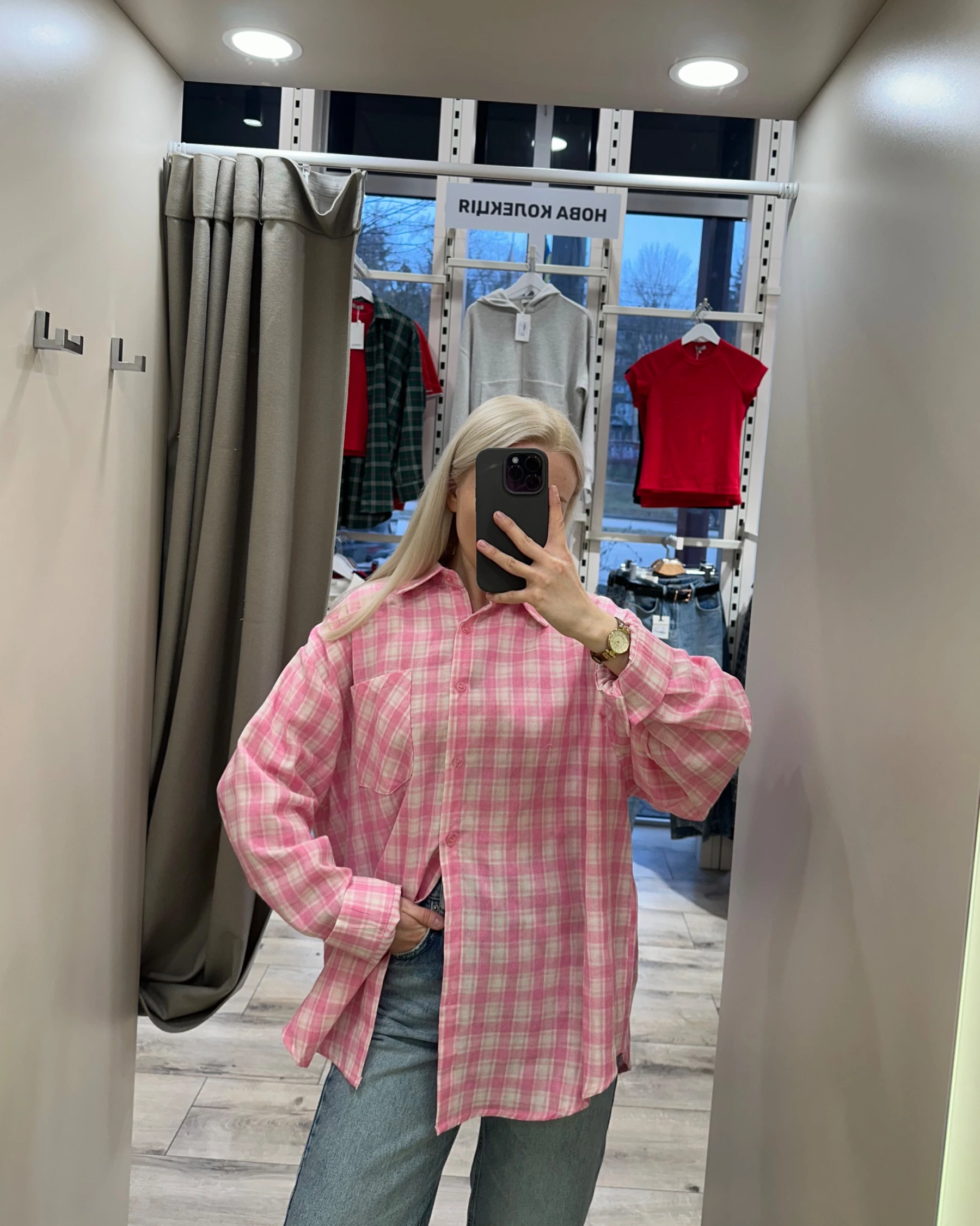 Сорочка в рожеву клітинку з бавовни - зображення 5