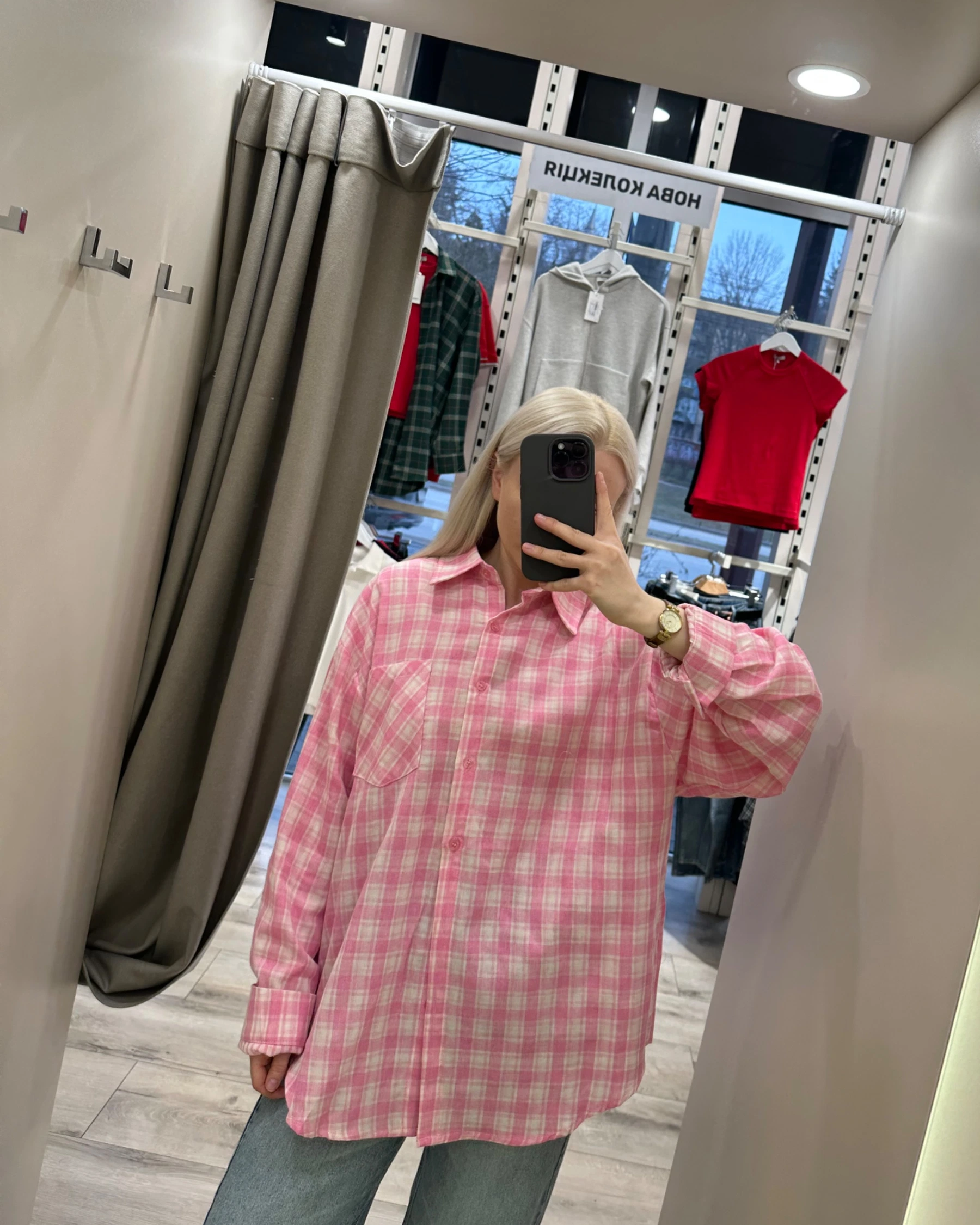 Сорочка в рожеву клітинку з бавовни - зображення 6