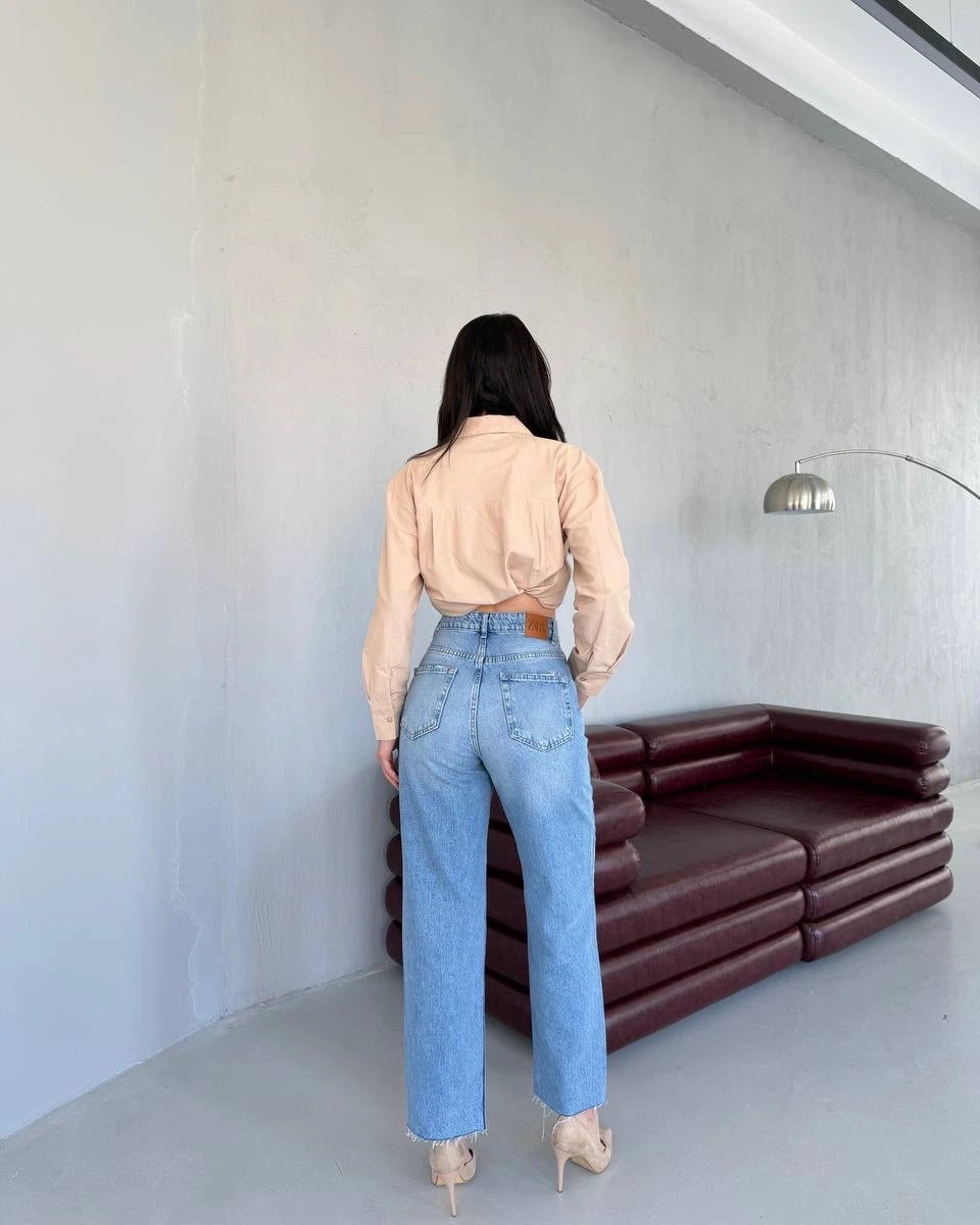 Джинси прямого крою зі скошеною застібкою - зображення 4