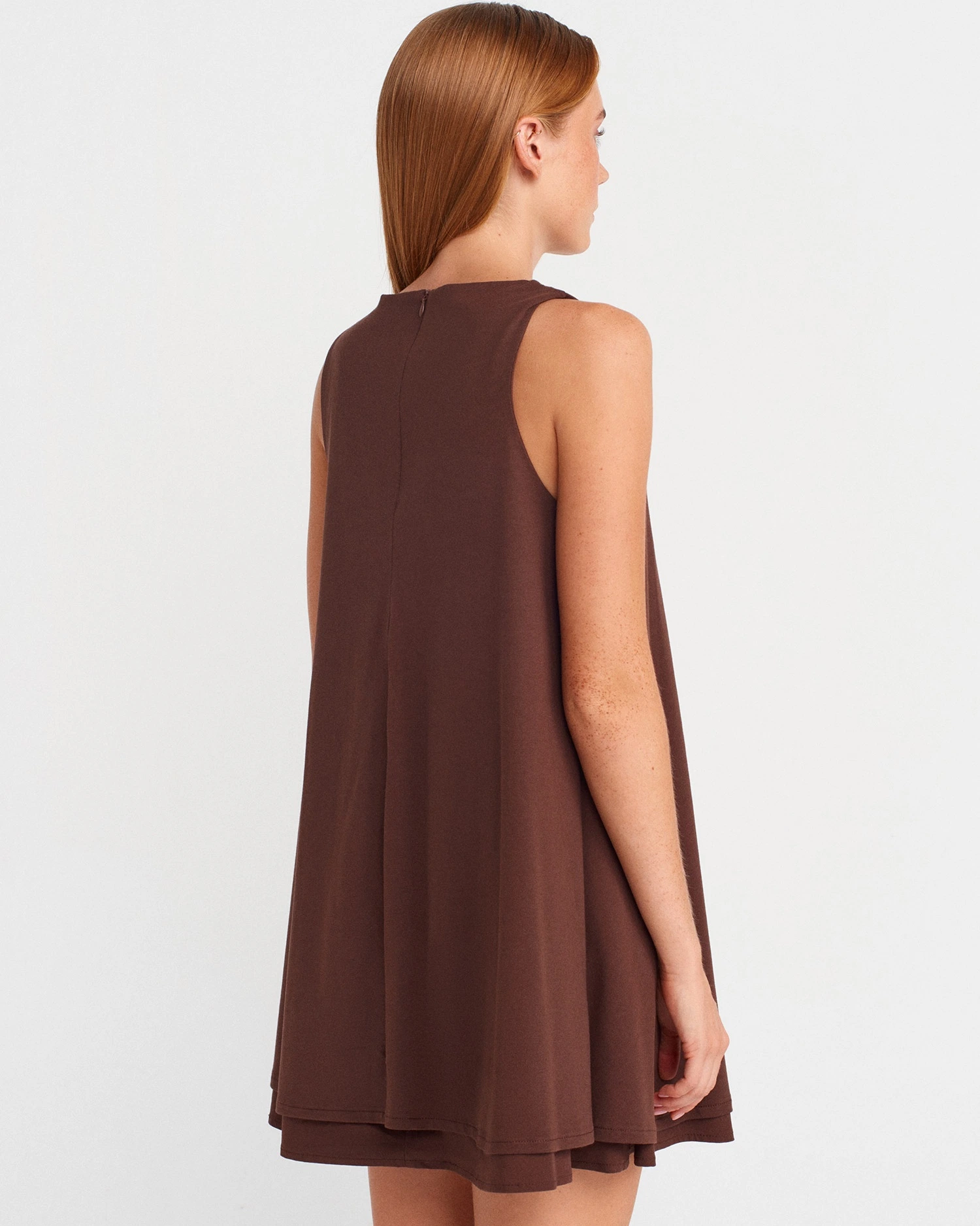 Шоколадна бавовняна міні сукня - зображення 2